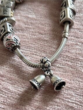 Authentic Pandora Charm  Silver Bells Dangle Christmas Dangle Pendent Bead